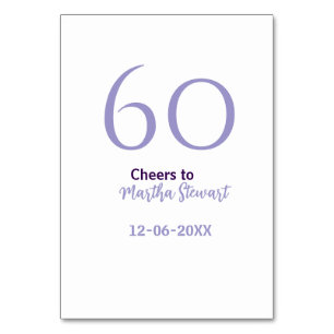 Numeração De Mesa aniversário de 60 anos fabuloso roxo nome data est