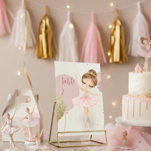 Numeração De Mesa Aniversário de Menina Bailarina Rosa Tutu de Balle