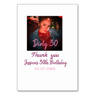 Numeração De Mesa Aniversário Dirty 30 adicionar nome rosa adicionar