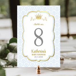 Numeração De Mesa Aniversário do Chá de fraldas Príncipe Azul Damasc