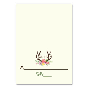Numeração De Mesa Antlers & flores cor-de-rosa corais que wedding o