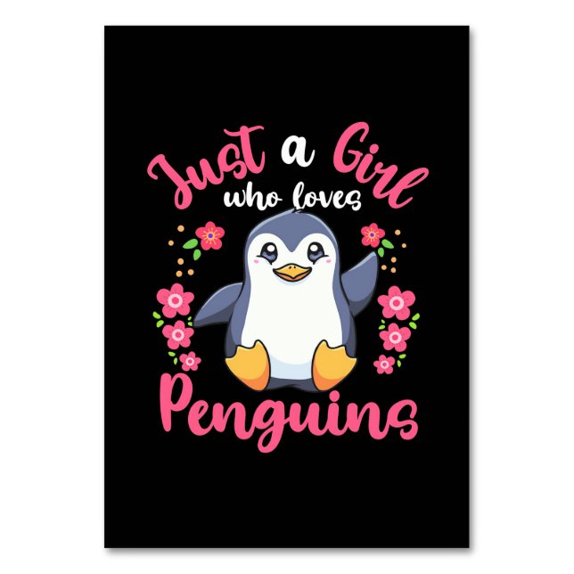 Numeração De Mesa Apenas Uma Menina Que Ama Pinguins (Frente)