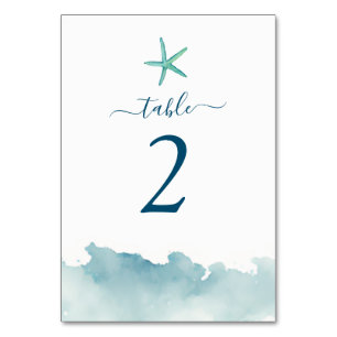 Numeração De Mesa Aqua Aqua Aqua Starfish e Água