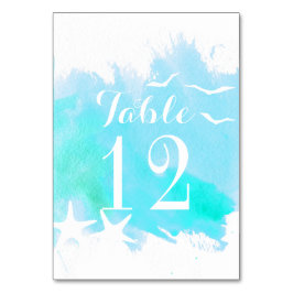 Numeração De Mesa Aqua aquarela, número da mesa de casamento de estr