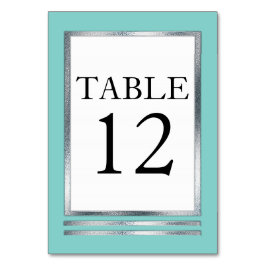 Numeração De Mesa Aqua | Prata | Branco Moderno Simples Elegante