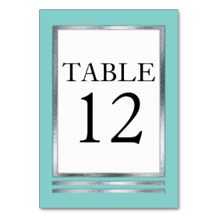 Numeração De Mesa Aqua   Prata   Branco Moderno Simples Elegante