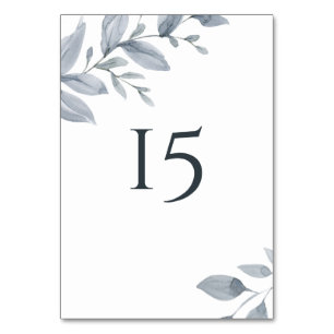 Numeração De Mesa Aquarela Azul Poeirento Verdejante