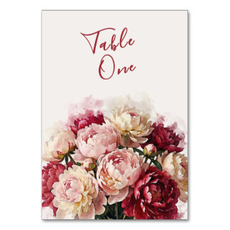 Numeração De Mesa Aquarela Blooms | Casamento Romântico de Peônia
