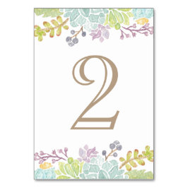Numeração De Mesa Aquarela de Buquê Suculente | Número do quadro