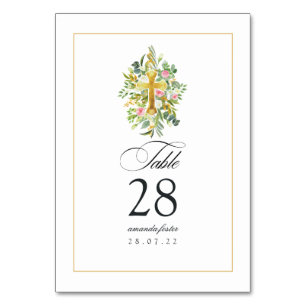 Numeração De Mesa Aquarela Floral Batismo/ Crisma/ Dedicação