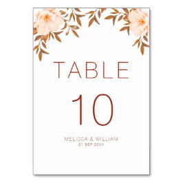 Numeração De Mesa Aquarela Floral Outono Casamento Marfim