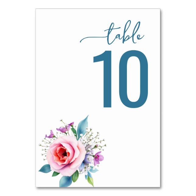 Numeração De Mesa Aquarela Floral Verde Calmo (Frente)