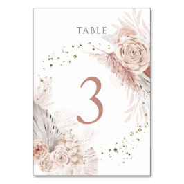 Numeração De Mesa aquarela flores boho Quadro Número 3