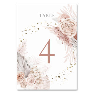 Numeração De Mesa aquarela flores boho Quadro Número 4