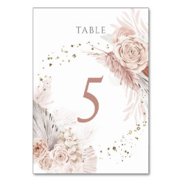 Numeração De Mesa aquarela flores boho Quadro Número 5