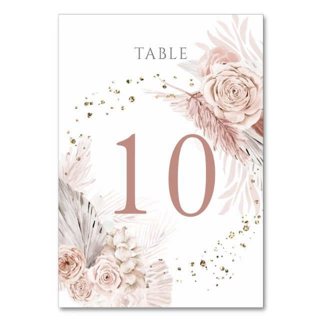 Numeração De Mesa aquarela flores boho Tabela Número 10 (Frente)