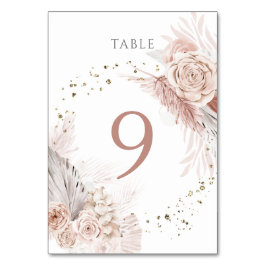 Numeração De Mesa aquarela flores boho Tabela Número 9