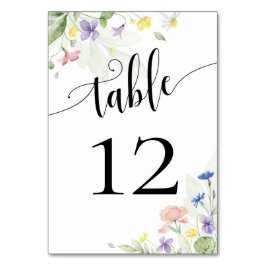 Numeração De Mesa Aquarela Flores Silvestres Casamento Arco-Íris Flo