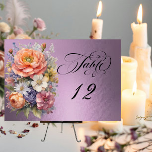 Numeração De Mesa Aquarela Flores Silvestres - Lavanda