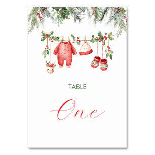 Numeração De Mesa Aquarela Natal Bebê Elegante Santa Natal