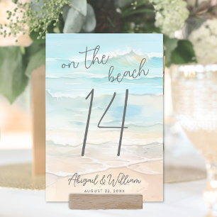 Numeração De Mesa Aquarela no Casamento na Praia