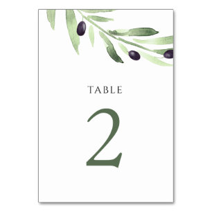 Numeração De Mesa aquarela oliveira verde Quadro número 2