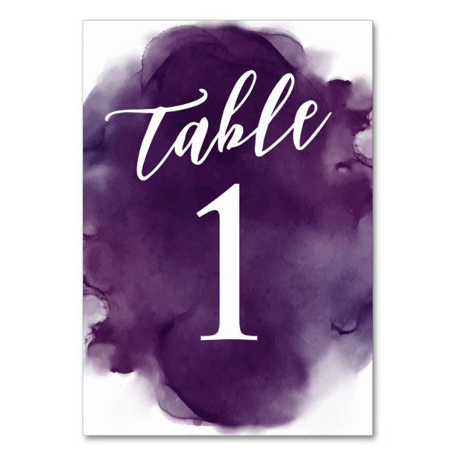 Numeração De Mesa Aquarela Roxa Ameixa Profunda Simples Moderna (Frente)