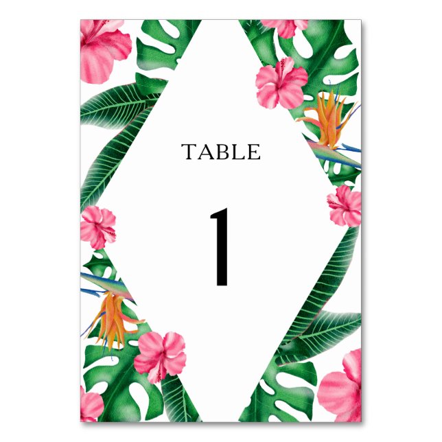 Numeração De Mesa Aquarela tropical - número da mesa de casamento (Frente)