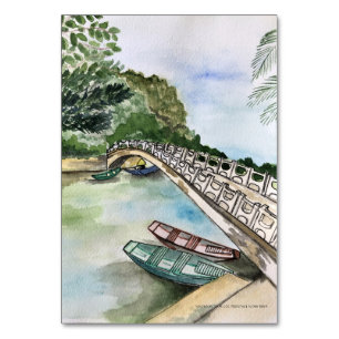 Numeração De Mesa Aquarela, Vietname, paisagem da província de Ninh 