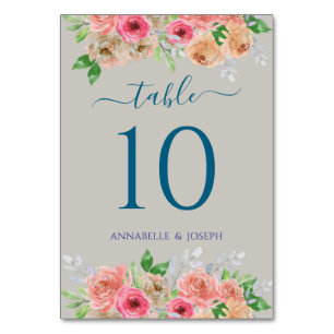 Numeração De Mesa aquarelas Florais Botânica Moderna Casamento