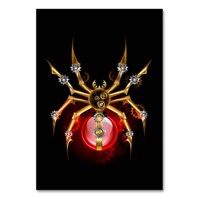 Numeração De Mesa Aranha steampunk em preto (Frente)