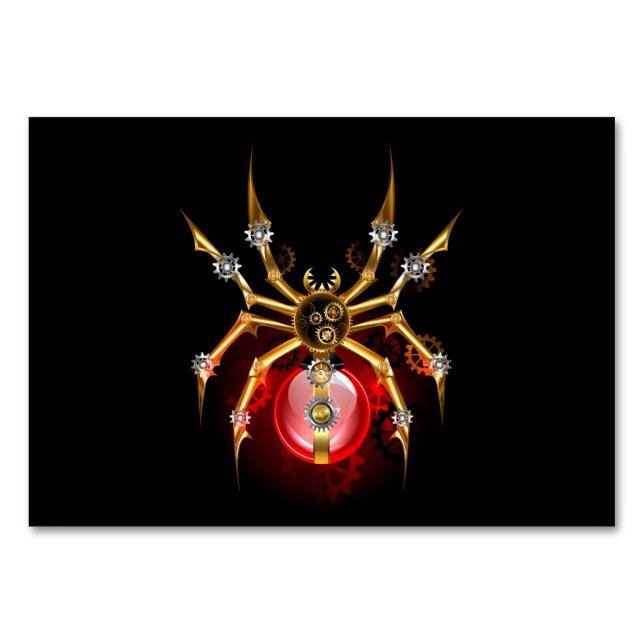 Numeração De Mesa Aranha steampunk em preto (Frente)