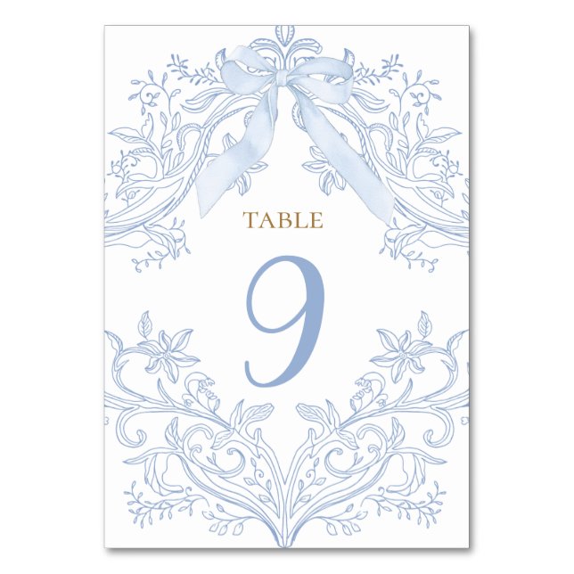 Numeração De Mesa arco azul aquarela número de mesa elegante (Frente)