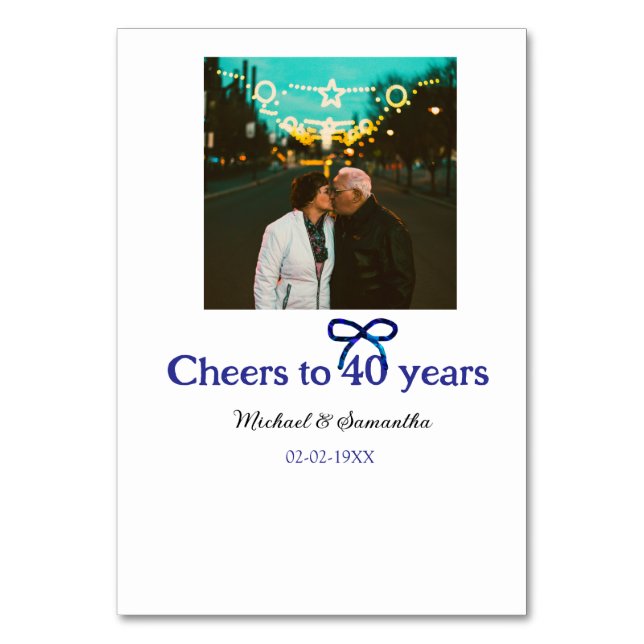 Numeração De Mesa Arco azul g parabeniza aniversário de 40 anos de c (Frente)