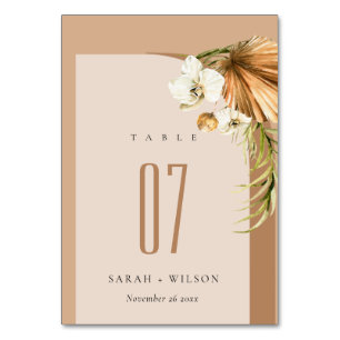 Numeração De Mesa Arco de casamento floral seco elegante Boho Palm