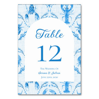 Numeração De Mesa Arco de Casamento Ogee Lagosta Caranguejo Aquarela