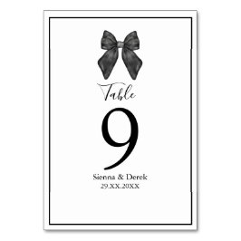 Numeração De Mesa Arco de Fita Clássico Casamento Preto e Branco