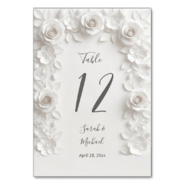 Numeração De Mesa Arco de Flores Esculpidas Brancas Casamento  