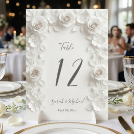 Numeração De Mesa Arco de Flores Esculpidas Brancas Casamento  