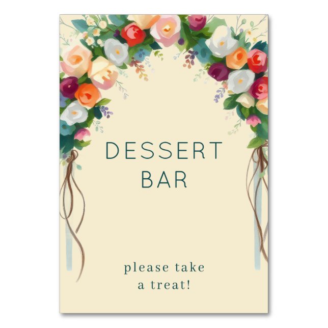 Numeração De Mesa Arco Floral de Creme Alegre (Frente)