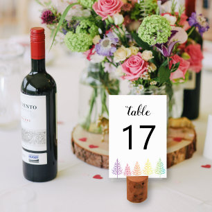 Numeração De Mesa Arco-íris colorido árvores confetti gay casamento