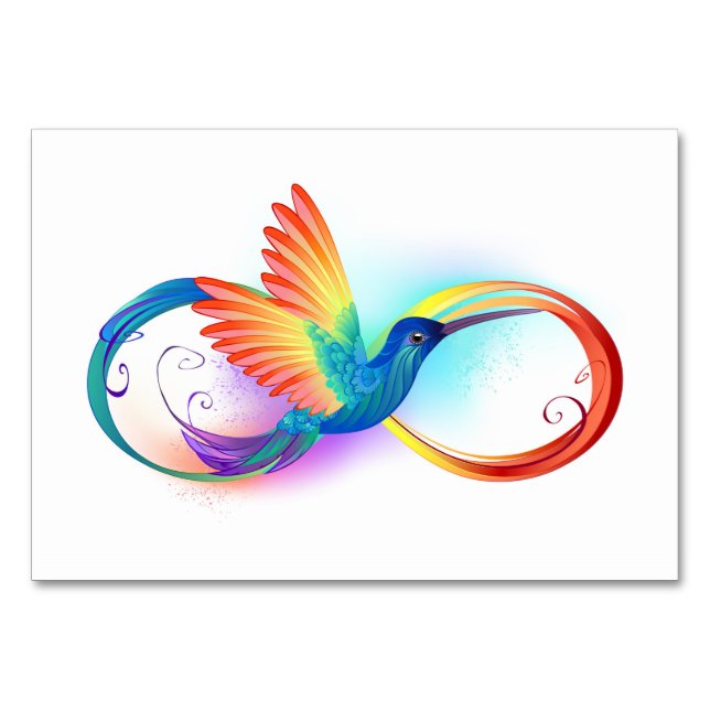 Numeração De Mesa Arco-íris Hummingbird com símbolo Infinito (Frente)