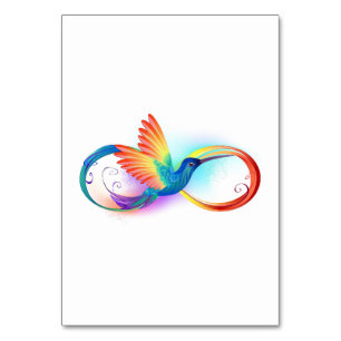 Numeração De Mesa Arco-íris Hummingbird com símbolo Infinito