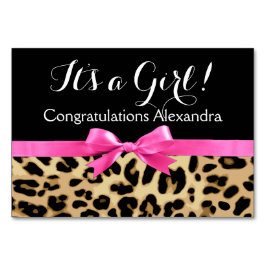 Numeração De Mesa Arco rosa-quente-leopardo é um Chá de fraldas Safa