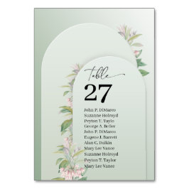 Numeração De Mesa Arco russo verde-poeirento folhas cor-de-rosa flor