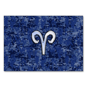 Numeração De Mesa Aries Zodiac - Sinal no Marinho Blue Digital Camo