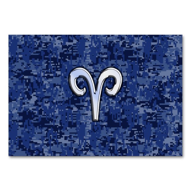 Numeração De Mesa Aries Zodiac - Sinal no Marinho Blue Digital Camo (Frente)