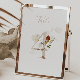 Numeração De Mesa Arranjo de Escrita Manual 4 Rustic Floral