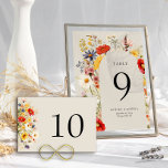 Numeração De Mesa Arroz Floral Rustic Wildflower Bold<br><div class="desc">Cartão de número da mesa de casamento de flor silvestre russa com design floral bonito. O cartão tem uma borda de vibrantes flores botânicas selvagens e florescentes em tons ricos e quentes e neutros. Uma design maravilhosa com as cores do verão e do outono de azul-rosa-cor-de-rosa-laranja vermelha e creme em...</div>