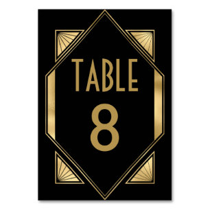 Numeração De Mesa Art Deco Dourado Casamento Negro
